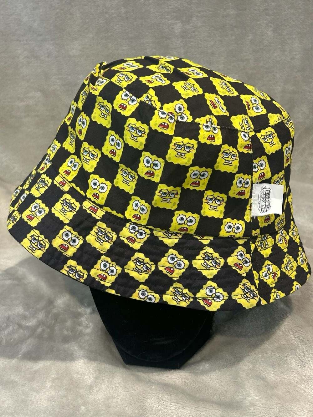Nickelodeon Spongebob Squarepants Reversible Bucket Hat Black Yellow Checkered